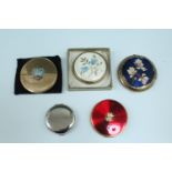 Five powder compacts including Stratton etc