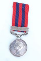 An India General Service Medal with Waziristan 1894-5 clasp engraved to 3599 Pte W Drummond, 2nd