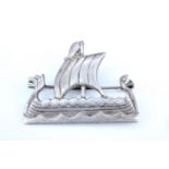 A 1960s Shetland Silvercraft silver brooch in the form of a Viking longboat, Edinburgh, 1967, 24