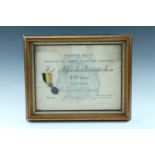 A Belgian Labour Decoration 2nd class, framed with 1947 award document