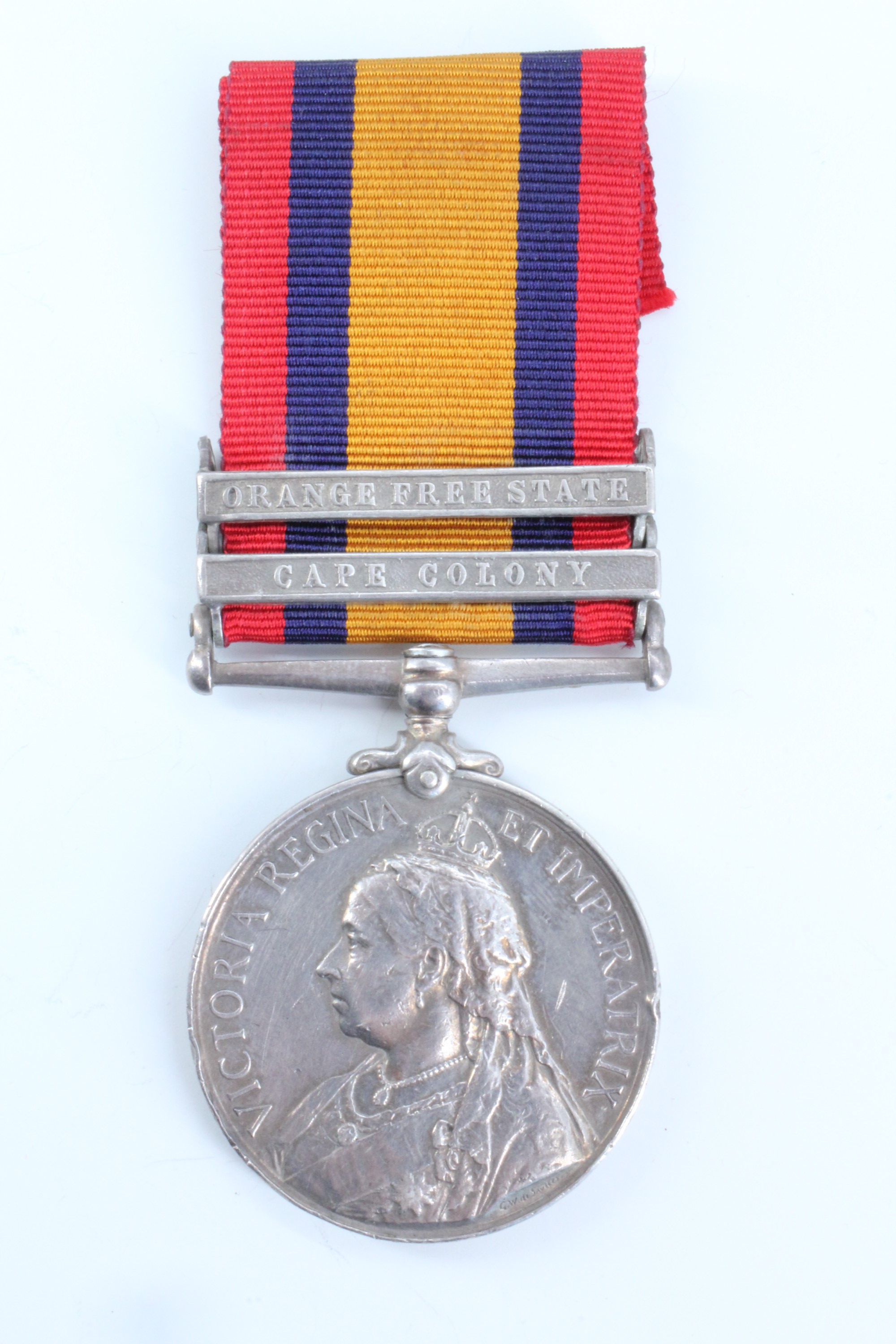 A Queen's South Africa medal with two clasps impressed to 35601 S S Maj T A Oliver, 75th Company