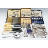 Sundry cased and loose electroplated cutlery, sugar tongs, berry spoon, etc