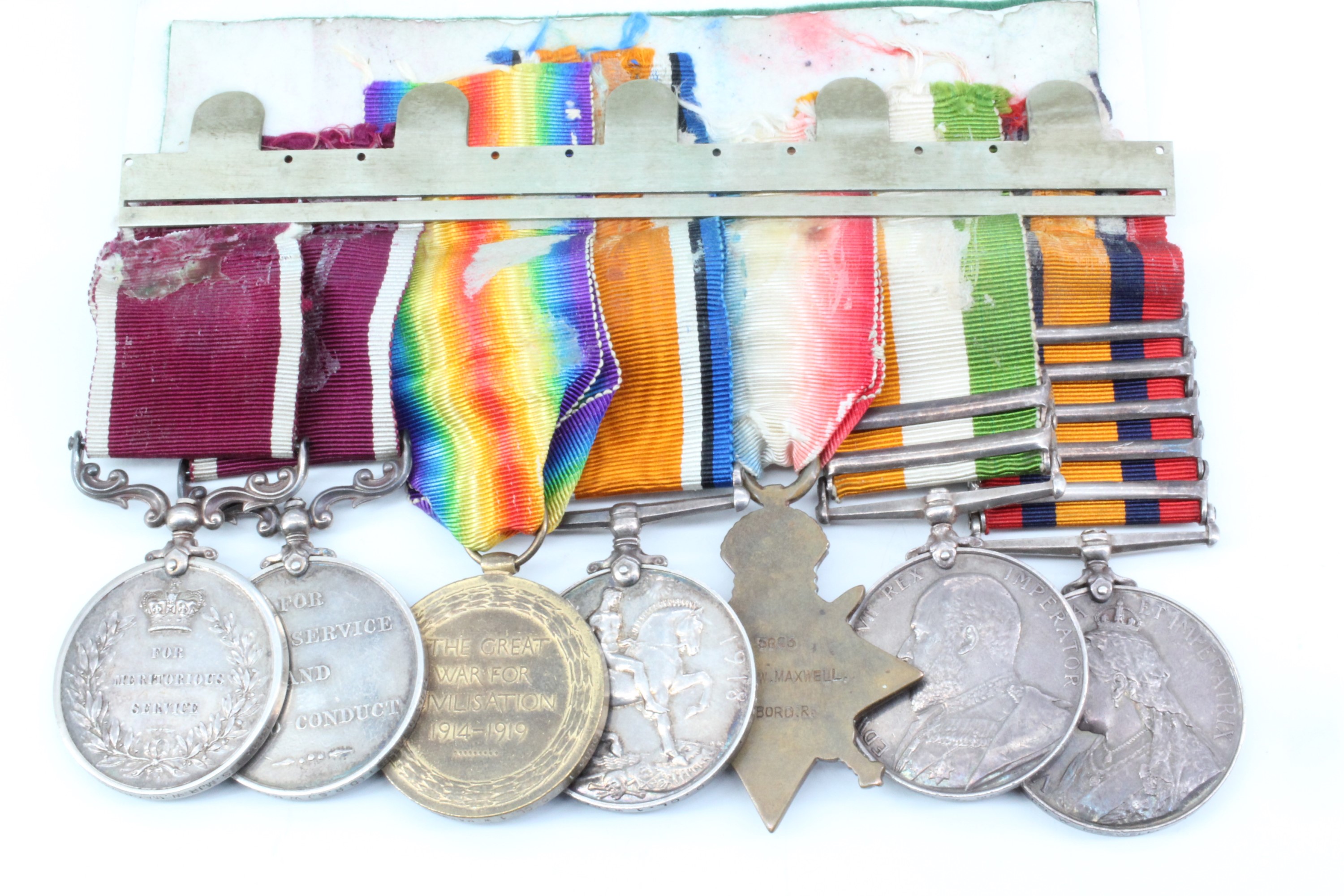 A Boer War and Great War medal group comprising Queen's South Africa Medal with five clasps, King' - Image 2 of 30