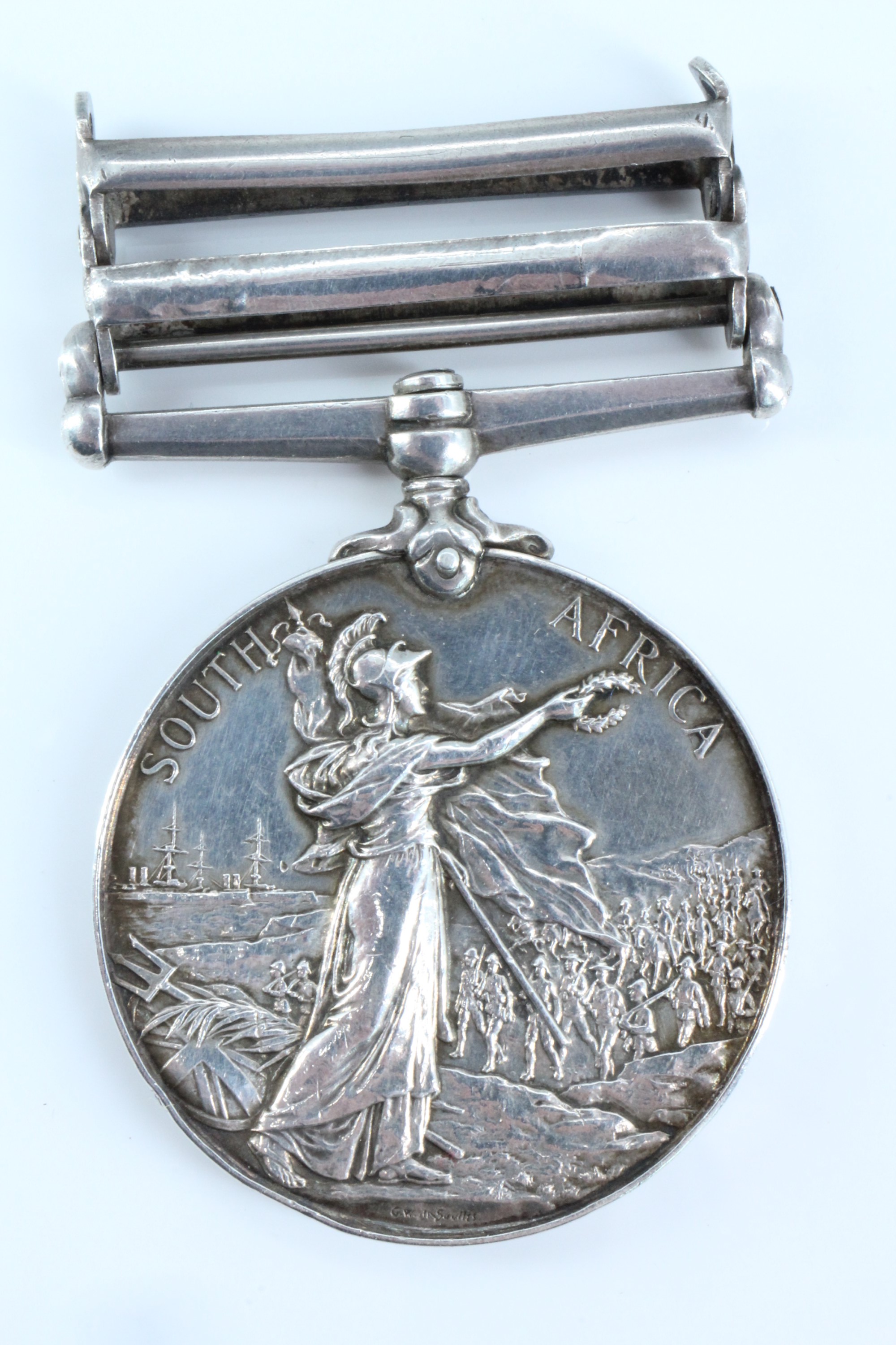 A Queen's South Africa Medal with two clasps to 5248 Pte A Peckham, Devonshire Regiment - Image 2 of 4