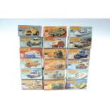 18 boxed Matchbox die-cast cars, locomotives, boats etc