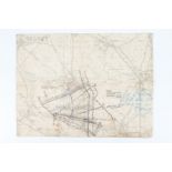 A Great War British army "secret" artillery creeping barrage map, 29 cm x 39 cm