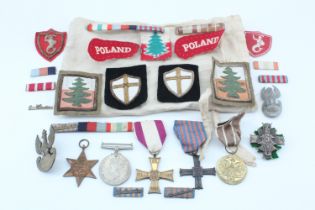 A Second World War Free Polish Army gallantry medal group, comprising a Cross of Valour, Army