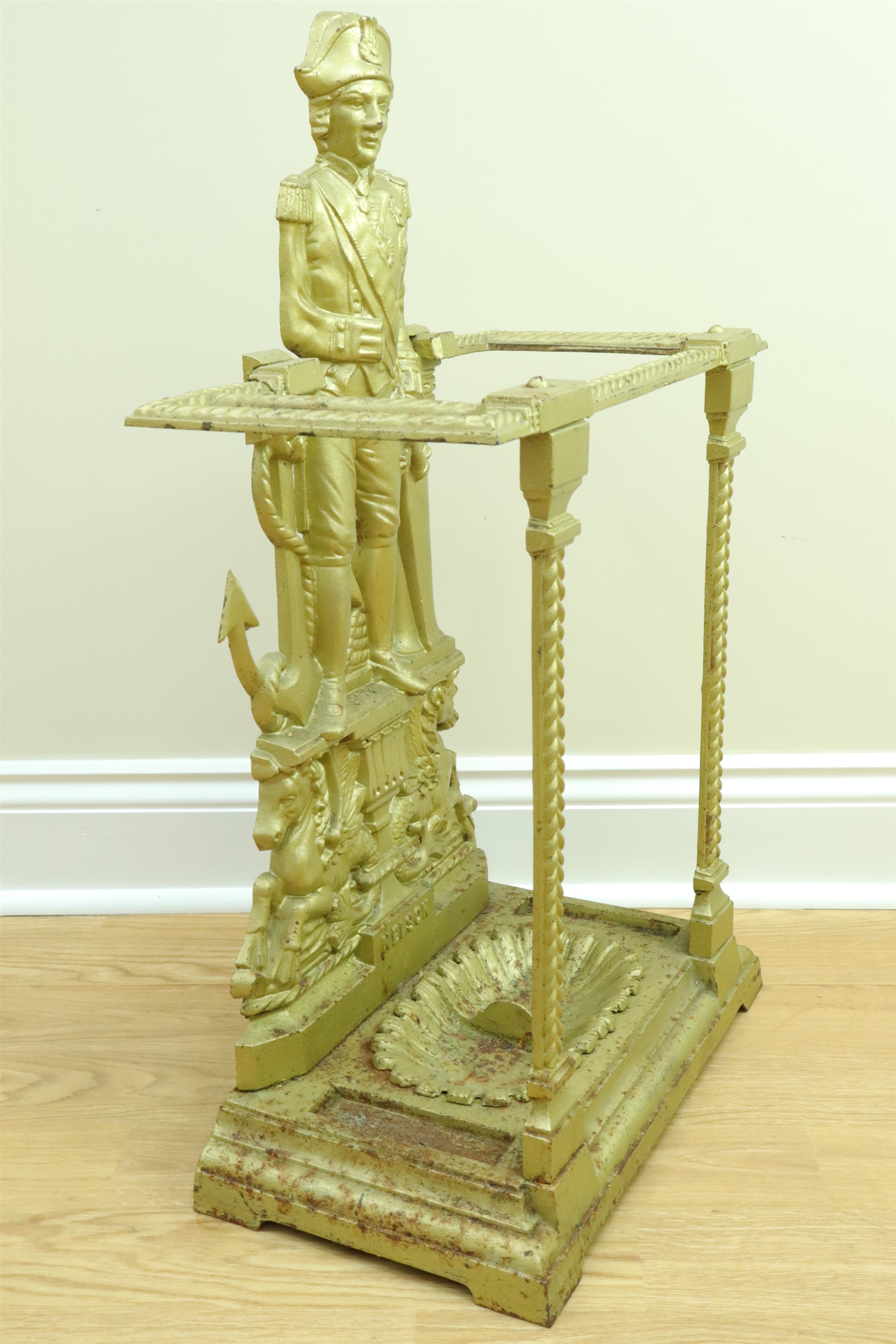 An Edwardian cast iron stick and umbrella stand commemorating Admiral Lord Nelson, 78 cm x 49 cm x - Image 2 of 3