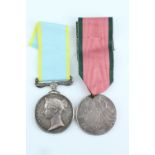 A Crimea Medal engraved to M Fagan, 34th, together with a Turkish Crimea Medal