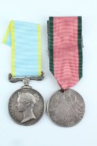 A Crimea Medal engraved to M Fagan, 34th, together with a Turkish Crimea Medal