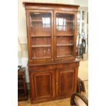 A Victorian mahogany bookcase cabinet, 125 cm x 223 cm high