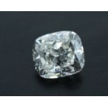 A loose cushion cut diamond, approximately 4 x 5 mm, 0.5 carat