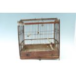 An early 20th Century pine and wirework rectangular bird cage, 36 x 26.5 x 39 cm