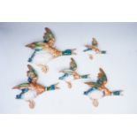 Five Beswick flying ducks, 5960 - 5964, 5961 (a/f)
