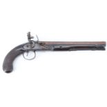 An early 19th Century flintlock dueling pistol, barrel 25.5 cm and of 20 bore