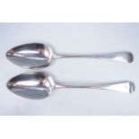 A pair of Newcastle silver Hanoverian pattern table spoons, John Langlands II, 1796, 131 g