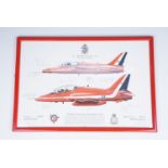 An RAF Red Arrows 1989 25th Anniversary commemorative print depicting a Gnat T.1 XR993 flying out of