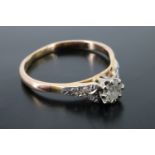 A vintage diamond engagement ring, comprising a brilliant of approx .3 ct platinum claw set on an 18