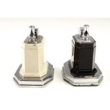 Two 1930s Ronson 'Touch Tip' painted and Chromium plated table / cigar lighters, 9 cm