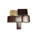 A vintage gilt metal spring loaded pocket cigarette case, together with two similar Bakelite "The