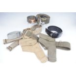 A small quantity of military accoutrements including a Second World War British Pattern 1937 webbing