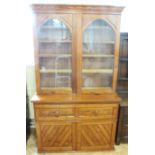An uncommonly fine Victorian pitch pine bookcase secretaire cabinet, 135 cm x 233 cm