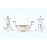 A Norwegian Sterling standard white metal condiment set by Theodor Olsens Eftf, the salt and