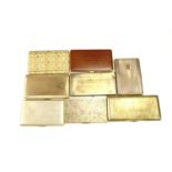 A group of vintage cigarette cases, including a faux engine turned gilt metal Emu Brand case