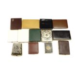 A group of vintage leather bound and similar cigarette cases, including two gilt tooled examples