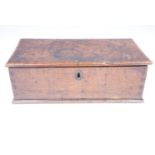 A Victorian beech wood writing box, (interior vacant), 13 cm x 26 cm x 8 cm