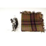 An early 20th Century Queen's Own Cameron Highlanders officer's tartan plaid, together with a