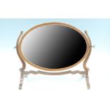 A Sheraton revival inlaid mahogany swivel toilet mirror, 52 cm x 45 cm