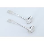A pair of early 19th Century Scottish silver fiddle pattern sauce ladles, Alexander Cameron,