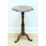 A Victorian rosewood tripod wine or lamp table, 38 cm x 74 cm