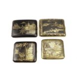 Four Japanese Shakudo cigarette cases