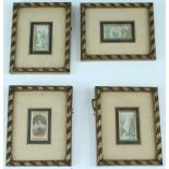 Four Victorian diminutive Baxter prints, respectively depicting romantic, sentimental and