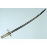 A George III military short sword, having a double-fullered and curved blade (lacking markings), its