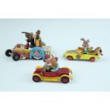 Three vintage play-worn Corgi Comics / Corgi Toys die-cast cars, comprising Popeye, The Magic