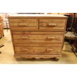 A late 19th / early 20th Century pine chest of drawers, 100 cm x 48 cm x 97 cm