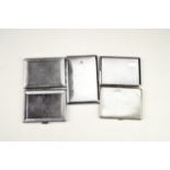 Three vintage Emu Brand cigarette cases, one "Sylva Chrome", together with a Kincraft case and a