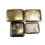 Three Japanese Shakudo style cigarette cases, and one other