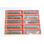 Eight boxed Hornby model railway carriages (as-new)