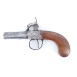 A pocket percussion pistol by Woodward & Co of Doncaster, 16 cm, (action functional)