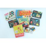 Sundry boxed vintage games / board games, including a Rubik's Cube, TiddlyWinks, Mousie-Mousie etc
