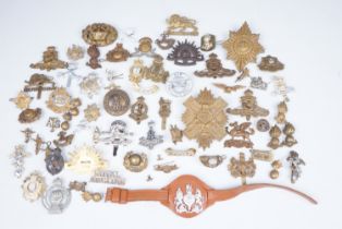A quantity of British army cap badges, etc