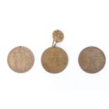 Three 1919 peace commemorative medallions