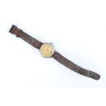 A Second World War RAF wristwatch, being an Ingersoll Sports model, the case back engraved "RAF, J