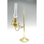 A Sherwood adjustable brass reading oil lamp, 60 cm