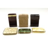 Three vintage leather and similar bound box-type cigarette cases, together with three composition