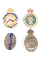 A Great War "Home War Service, Municipal Service" enamelled lapel badge, a Women's Land Army cap